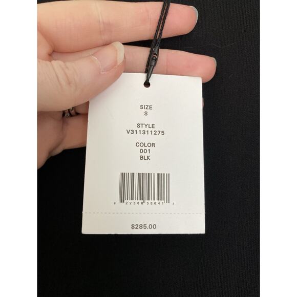 Vince Womens Small Black Ribbed Crew Neck Inverted Pleat Crepe Pullover Sweater - Picture 4 of 9